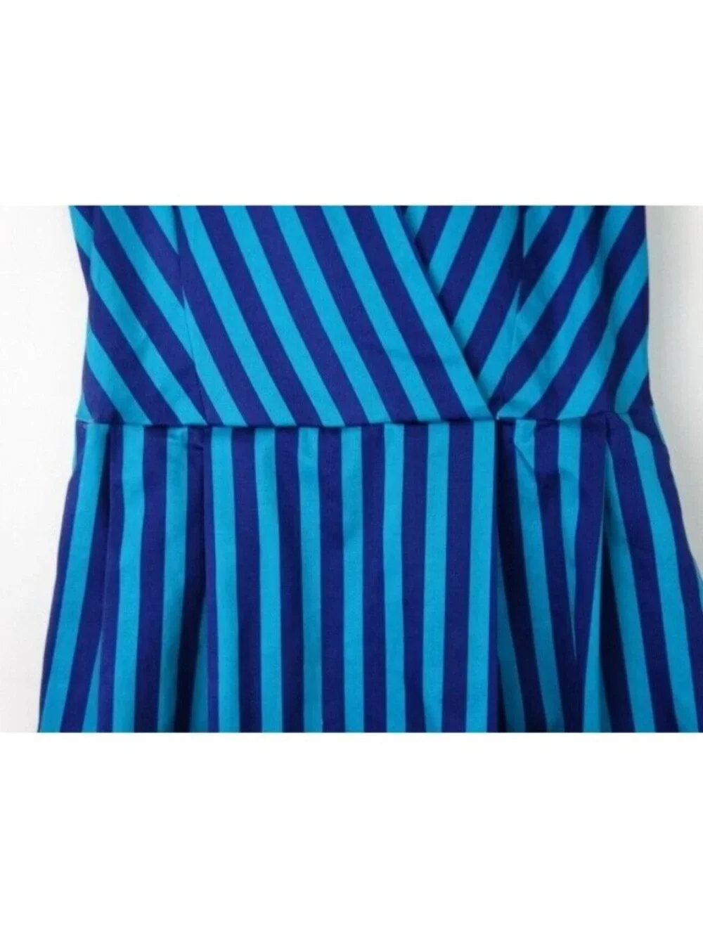 Closet London Women's Dress Size 4 Blue Striped V-Neck Sleeveless A-Line Dress